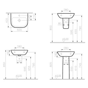 Vitra S20 Standart Lavabo, 50 Cm