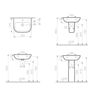 Vitra S20 Standart Lavabo, 55 Cm