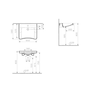Vitra S20 Özel İhtiyaç Lavabosu, 65 Cm