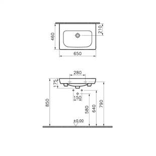 Vitra S20 Etajerli Lavabo, 65 Cm