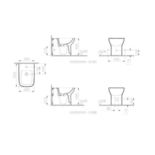 Vitra S20 Square Duvara Tam Dayalı Yerden Bide, 54 Cm