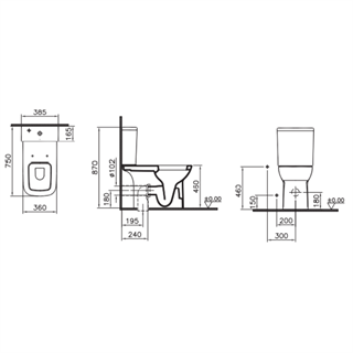 Vitra S20 Özel İhtiyaç Klozet Seti, 75 Cm