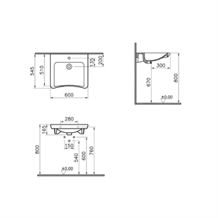 Vitra S20 Özel İhtiyaç Lavabosu, 60 Cm