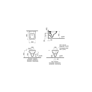 Vitra S20 Square Kısa Asma Klozet, 48 Cm