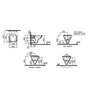 Vitra S20 Square Smoothflush Asma Klozet, 52 Cm