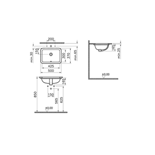 Vitra S20 Tezgah Altı Lavabo, 43 Cm