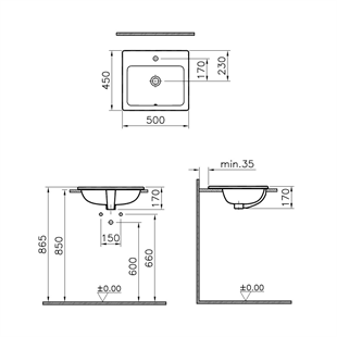 Vitra S20 Tezgah Üstü Lavabo, 50 Cm