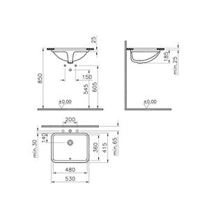 Vitra S20 Tezgah Altı Lavabo, 48 Cm