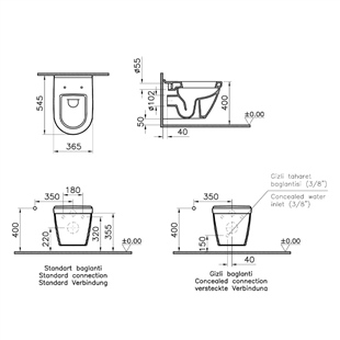 Vitra S50 Asma Klozet, 54 Cm