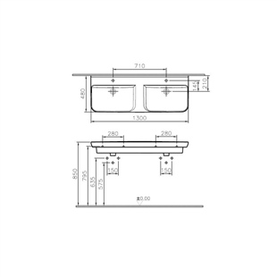 Vitra Sento 130 Cm Çift Gözlü Lavabo