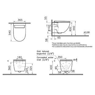 Vitra Sento Rim-Ex Asma Klozet Seti, 54 Cm, Temassız Klozet Kapaklı
