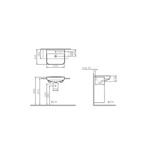 Vitra Sento 55 Cm Yarım Tezgah Lavabo