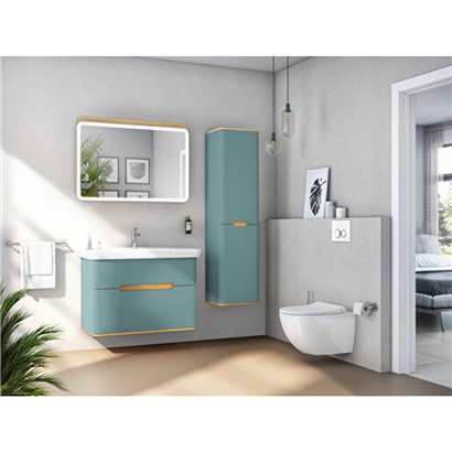 Vitra Sento Boy Dolabı 40 Cm, Kapaklı Çamaşır Sepetli, Mat Fiyord Yeşili, Sağ