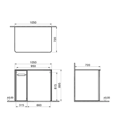 Vitra Sento Çamaşır Makinesi Dolabı 105 Cm, Bir Çekmeceli Çamaşır Sepetli, Mat Beyaz, Sol