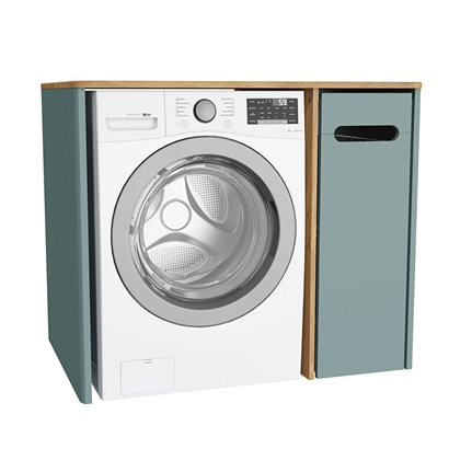 Vitra Sento Çamaşır Makinesi Dolabı 105 Cm, Bir Çekmeceli Çamaşır Sepetli, Mat Fiyord Yeşili, Sağ