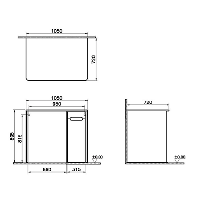 Vitra Sento Çamaşır Makinesi Dolabı 105 Cm, Bir Çekmeceli Çamaşır Sepetli, Mat Beyaz, Sağ