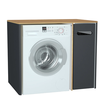 Vitra Sento Çamaşır Makinesi Dolabı 105 Cm, Bir Çekmeceli Çamaşır Sepetli, Mat Antrasit, Sağ