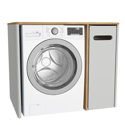 Vitra Sento Çamaşır Makinesi Dolabı 105 Cm, Bir Çekmeceli Çamaşır Sepetli, Mat Açık Gri, Sağ