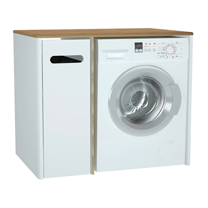 Vitra Sento Çamaşır Makinesi Dolabı 105 Cm, Bir Çekmeceli Çamaşır Sepetli, Mat Beyaz, Sol