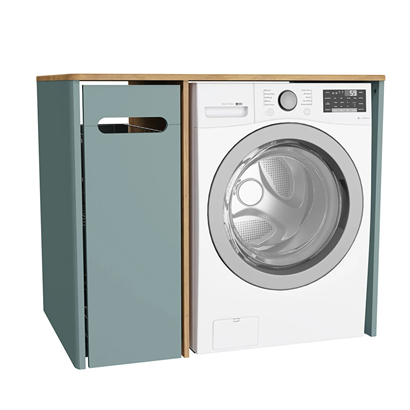 Vitra Sento Çamaşır Makinesi Dolabı 105 Cm, Bir Çekmeceli Çamaşır Sepetli, Mat Fiyord Yeşili, Sol