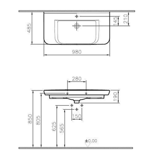 Vitra Sento Lavabo 100 Cm, Parlak Beyaz
