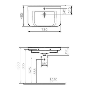 Vitra Sento Lavabo 80 Cm, Parlak Beyaz