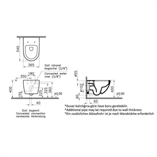 Vitra Sento Rim-Ex Mat Siyah Asma Klozet, 54 Cm