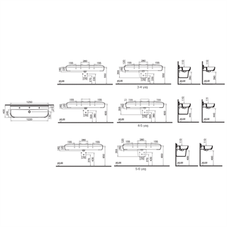 Vitra Sento Kids Üçlü Çocuk Lavabo (Tek Kademeli), 125 Cm