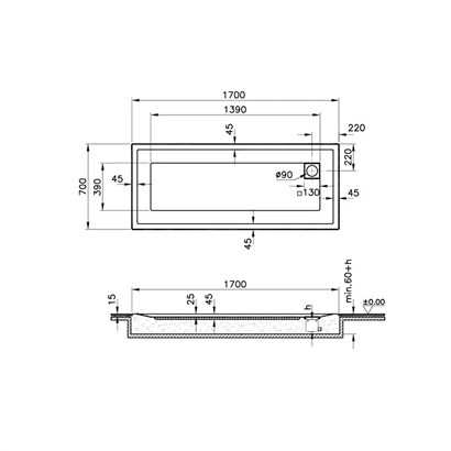 Vitra T Duş Teknesi 170x70 cm Sıfır Zemin
