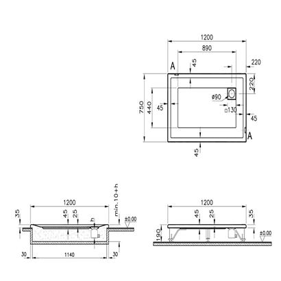 Vitra T Flat Duş Teknesi 120x75 cm