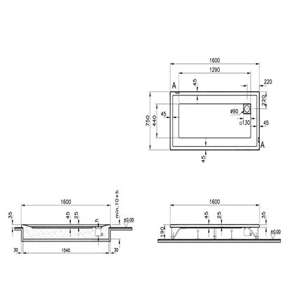 Vitra T Flat Duş Teknesi 160x75 cm