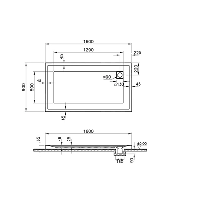 Vitra T Monaflat Duş Teknesi 160x90 cm