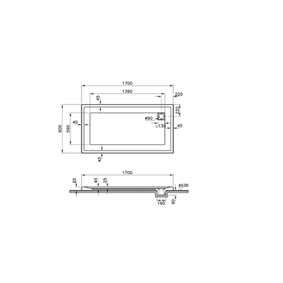 Vitra T Monaflat Duş Teknesi 170x90 cm