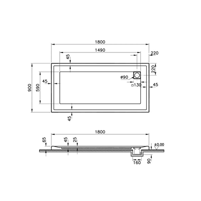 Vitra T Monaflat Duş Teknesi 180x90 cm