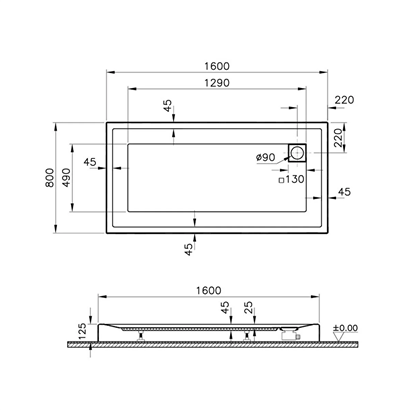 Vitra T Monoblok Duş Teknesi 160x80 cm