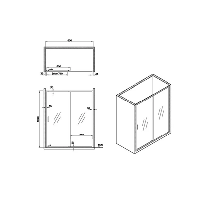 Vitra Üniversal 1 Sabit 1 Kayar Protect Plus Sürgülü Duşakabin 160 cm Mat Siyah