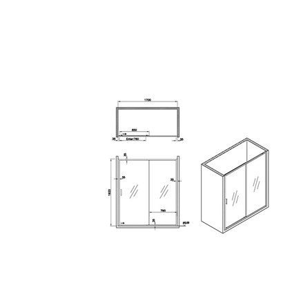 Vitra Üniversal 1 Sabit 1 Kayar Protect Plus Sürgülü Duşakabin 170 cm Mat Siyah