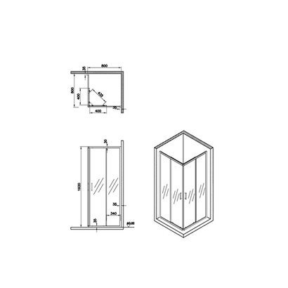 Vitra Üniversal 80x80 cm Seffaf Duşakabin Mat Siyah