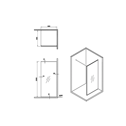 Vitra Üniversal Signature 90 cm Sabit Cam Panel Füme Protect Plus Mat Siyah