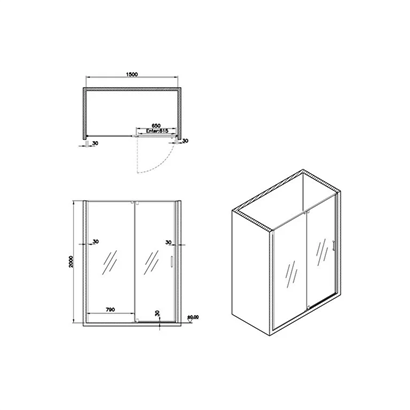 Vitra Üniversal Tek Sabit 1 Açılır Kapı Degrade Duşakabin 150 cm Parlak Gümüş