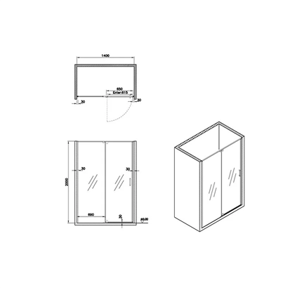 Vitra Üniversal Tek Sabit 1 Açılır Kapı Sefaf Duşakabin 140 cm Mat Siyah