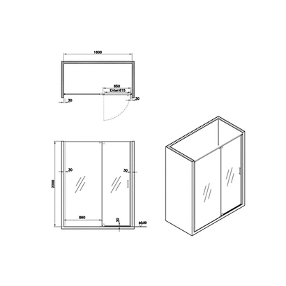 Vitra Üniversal Tek Sabit 1 Açılır Kapı Sefaf Duşakabin 160 cm Parlak Gümüş