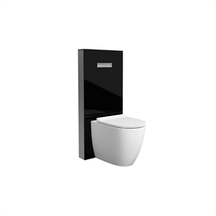 Vitra Vitrus Duvara Tam Dayalı Klozetler İçin Cam Rezervuar Stop 3/6 L, Siyah