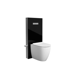 Vitra Vitrus Duvara Tam Dayalı Klozetler İçin Cam Rezervuar Stop Valfli, 2.5/4 L, Siyah