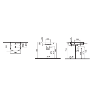 Vitra Zentrum Standart Lavabo 55 Cm