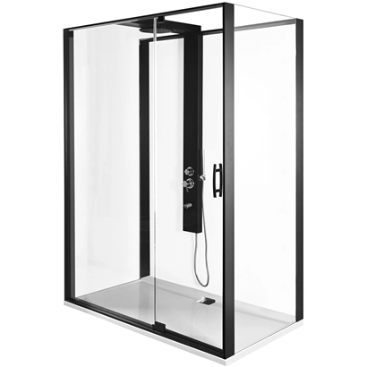 Vitra Zest Kompakt Sağ Duş Ünitesi Menteşeli 160x90 cm Mat Siyah