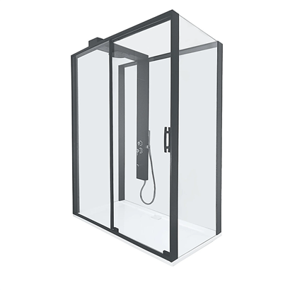 Vitra Zest Kompakt Sağ Duş Ünitesi Sürgülü 160x90 cm Mat Siyah