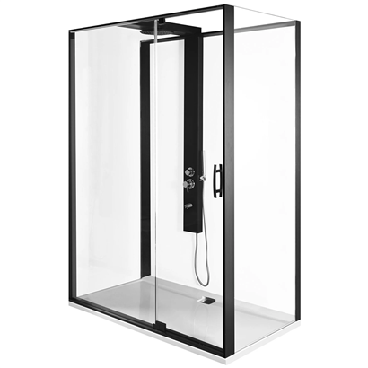 Vitra Zest Kompakt Sağ Duş Ünitesi U Duvar Menteşeli 160x90 cm Mat Siyah