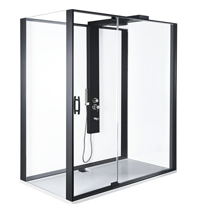 Vitra Zest Kompakt Sol Duş Ünitesi Menteşeli 160x90 cm Mat Siyah
