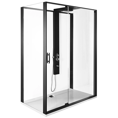 Vitra Zest Kompakt Sol Duş Ünitesi U Duvar Menteşeli 160x90 cm Mat Siyah